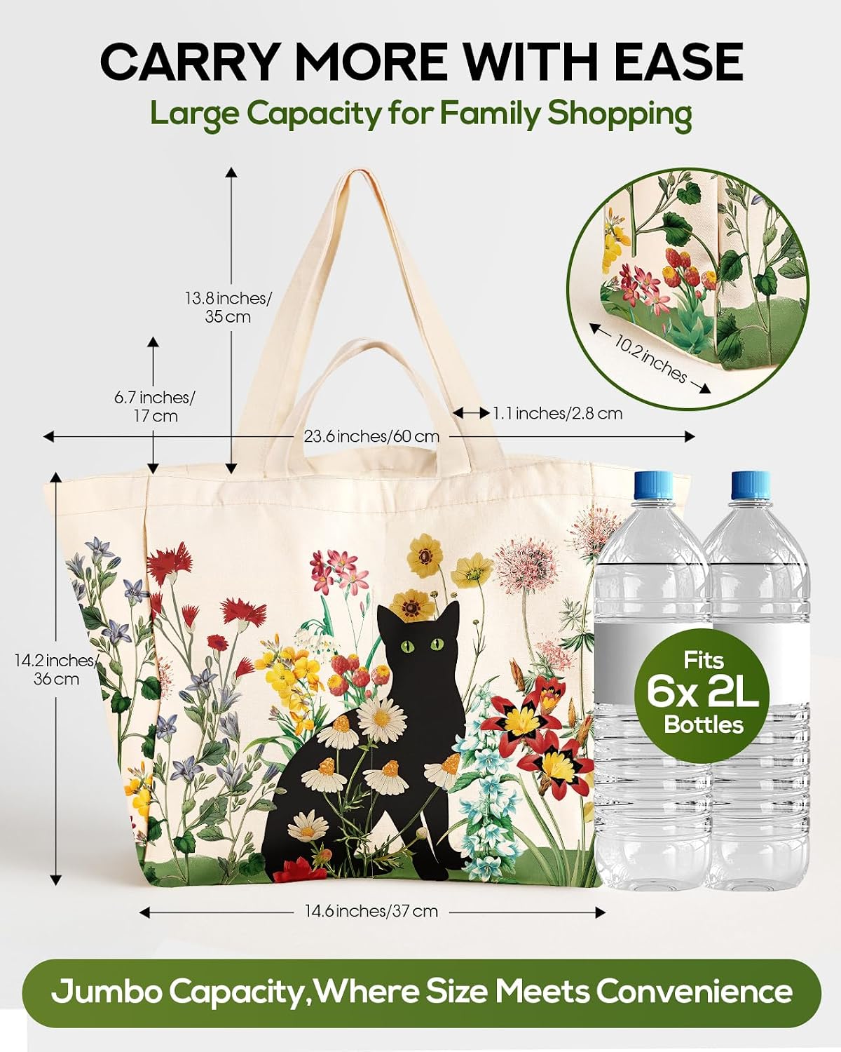 Miss Adola Cute Extra Large Canvas Grocery Tote Bag